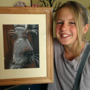ART adventure STUDIO - Mila the artist, with her sold painting - Art Schools Near Me - Oceanside, California