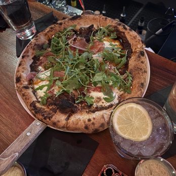 Fox's Den - Apple Bottom Jean pizza! Apple butter, prosciutto, arugula. - Gastropubs Near Me - Annapolis, Maryland Fox's Den - Apple Bottom Jean pizza! Apple butter, prosciutto, arugula. - Gastropubs Near Me - Annapolis, Maryland
