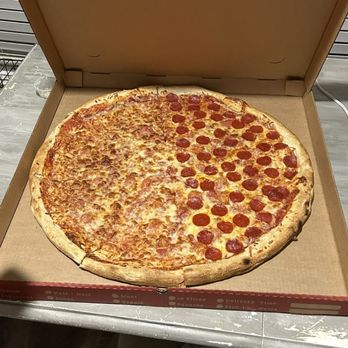 Benny Mazzetto’s - 28 inch half cheese & pepperoni pie - Pizza Near Me - Summerville, South Carolina Benny Mazzetto’s - 28 inch half cheese & pepperoni pie - Pizza Near Me - Summerville, South Carolina