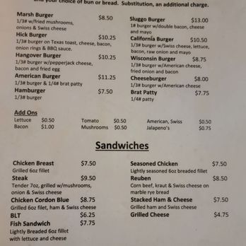 The Marsh Inn - Menu as of 2/24/2023 - Bars Near Me - Mayville, Wisconsin The Marsh Inn - Menu as of 2/24/2023 - Bars Near Me - Mayville, Wisconsin
