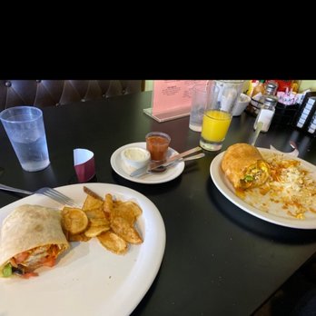 Kim & Patty's Cafe - Buffalo wrap / chimichanga omg! Crazy good food and love the military pictures throughout the place.  Found our new local breakfast place! - Breakfast & Brunch Near Me - McHenry, Illinois