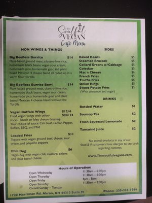 Menu photo 3 The Soulful Vegan Akron, OH
