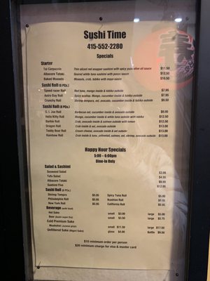 Menu photo 5 Sushi Time San Francisco, CA Menu photo 5 Sushi Time San Francisco, CA
