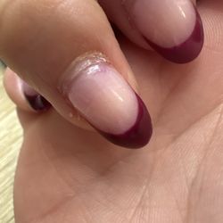 Turbo Nail Spa - It's hard to see on camera but she stained the part that shouldn't be painted. She did this with multiple nails.
