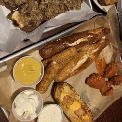The Green Lantern Cafe - Goetta hanky-Panks and the sampler  Overloaded Skins