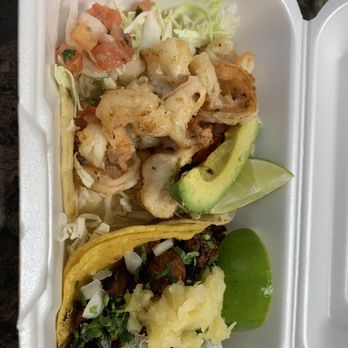 Aliyah's Kitchen and Grill  - Shrimp and Pastor Taco with the fixings so good. - Mexican Near Me - Templeton, California