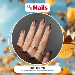 US Nails - Brown ombré with glitter for a warm, cozy finish. A flawless match for your Thanksgiving style. Reserve your sparkling set now!