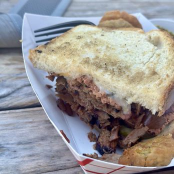 Fat BBQ Shack - 1/2 of the pitmaster sandwich, it was huge! - Barbeque Near Me - Lake George, Colorado