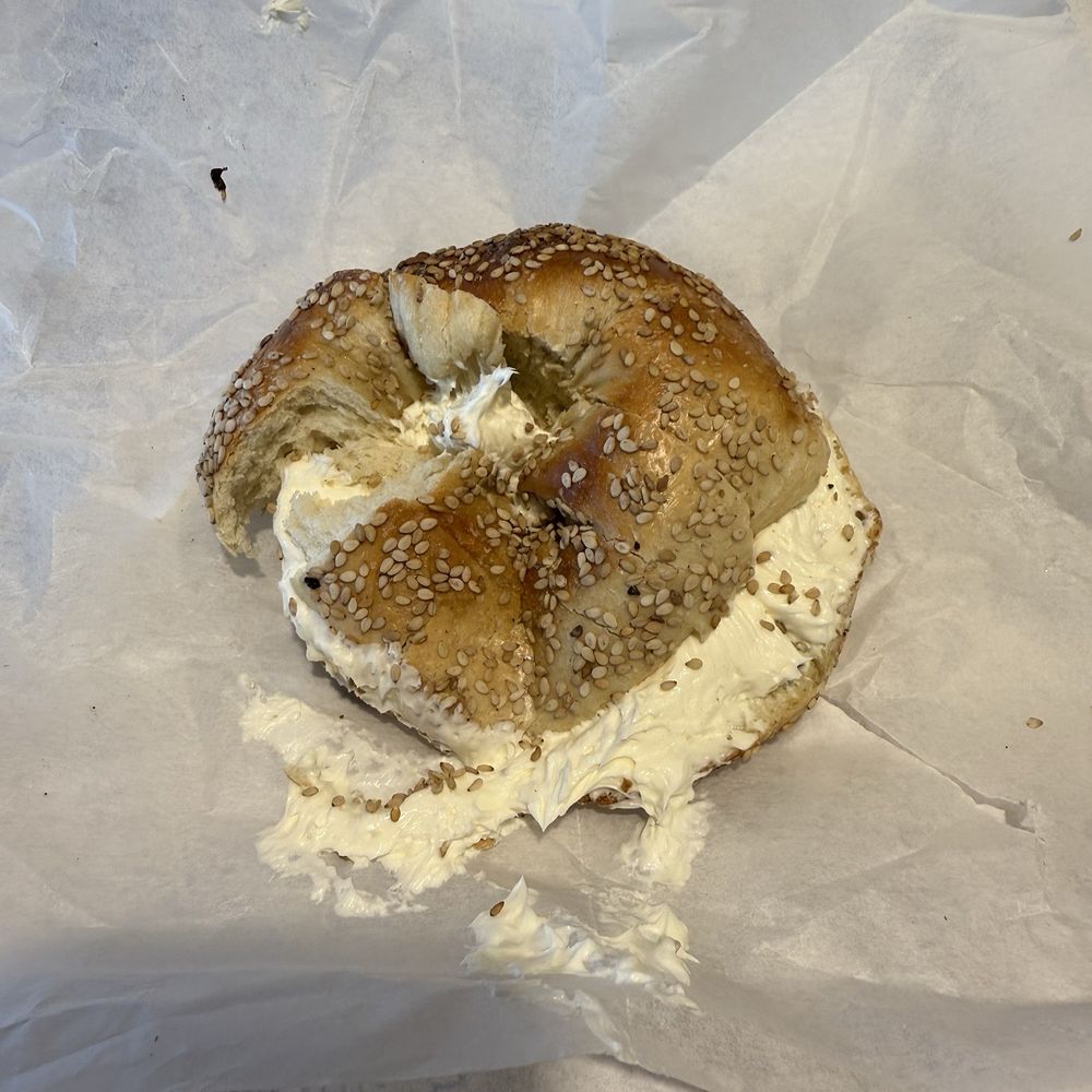 Spread Bagelry - Sesame bagel with plain cream cheese - Bagels Near Me - Glen Mills, Pennsylvania Spread Bagelry - Sesame bagel with plain cream cheese - Bagels Near Me - Glen Mills, Pennsylvania