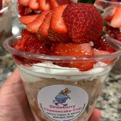 Abbys Cakes and Moore - Our delicious strawberry cheesecake cups topped with fresh strawberries