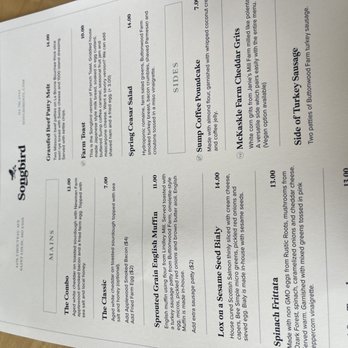 Songbird - Menu - Breakfast & Brunch Near Me - St. Louis, Missouri Songbird - Menu - Breakfast & Brunch Near Me - St. Louis, Missouri
