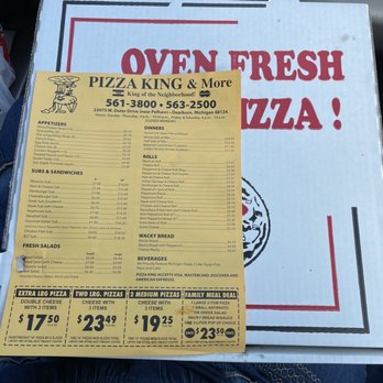 Pizza King & More - Pizza box with menu - Pizza Near Me - Dearborn, Michigan
