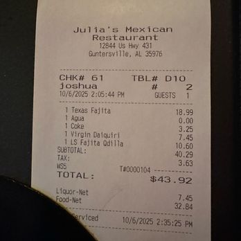 Julia’s Mexican Restaurant - Not too bad - Mexican Near Me - Guntersville, Alabama Julia’s Mexican Restaurant - Not too bad - Mexican Near Me - Guntersville, Alabama
