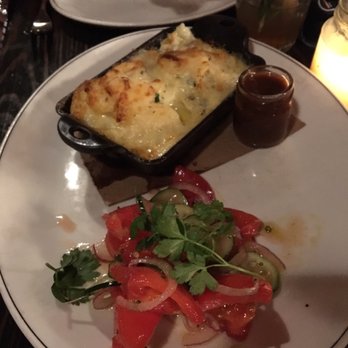 Woodberry Kitchen - Cheddar and potato gratin and tomato cucumber salad - American Near Me - Baltimore, Maryland Woodberry Kitchen - Cheddar and potato gratin and tomato cucumber salad - American Near Me - Baltimore, Maryland