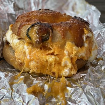 Brooklyn Breakfast Shop - Bacon Egg and Cheese on a jalapeno cheese bagel - Breakfast & Brunch Near Me - Austin, Texas Brooklyn Breakfast Shop - Bacon Egg and Cheese on a jalapeno cheese bagel - Breakfast & Brunch Near Me - Austin, Texas