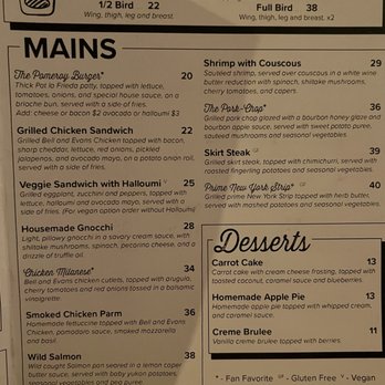 The Pomeroy - Menu - New American Near Me - Astoria, New York