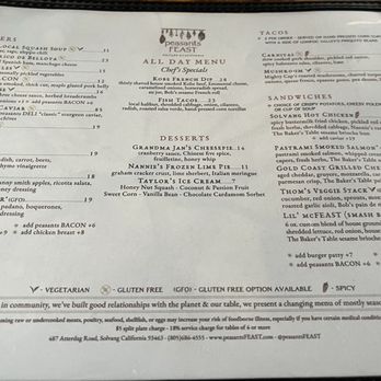 peasants FEAST - Menu 12/26/24 - American Near Me - Solvang, California peasants FEAST - Menu 12/26/24 - American Near Me - Solvang, California