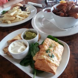 Friars Cafe - Mexican wrap, real fresh potatoe wedges and chicken burger