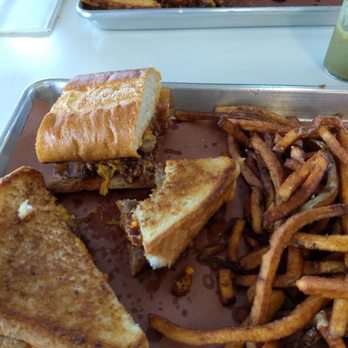 Humpty Juniors - Sharing the Texan & Smoked meatloaf grilled cheese. - Burgers Near Me - Columbia, New Jersey Humpty Juniors - Sharing the Texan & Smoked meatloaf grilled cheese. - Burgers Near Me - Columbia, New Jersey