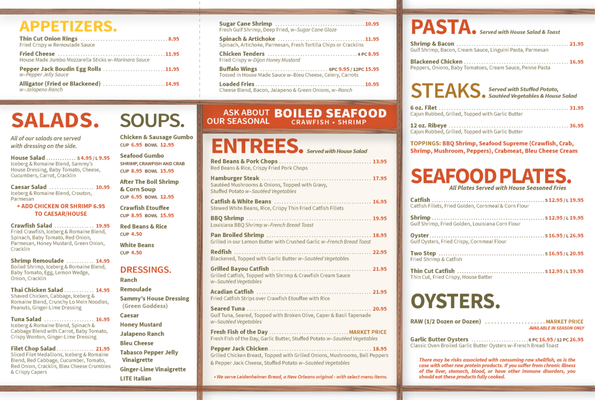 Menu photo 2 Sammy's Grill Baton Rouge, LA Menu photo 2 Sammy's Grill Baton Rouge, LA