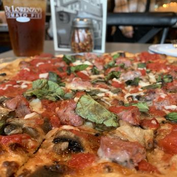 De Lorenzo's Tomato Pies - Signature Tomato Pie - Small (mushrooms, sausage, garlic and basil) - Pizza Near Me - Robbinsville, New Jersey De Lorenzo's Tomato Pies - Signature Tomato Pie - Small (mushrooms, sausage, garlic and basil) - Pizza Near Me - Robbinsville, New Jersey