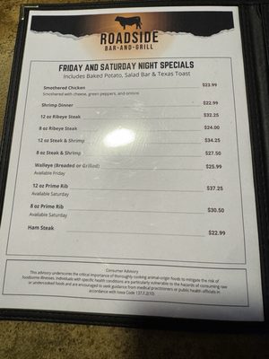 Menu photo 2 Road Side Bar N Grill Arispe, IA