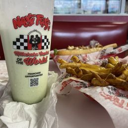 Key Lime Pie milkshake, cheese fries