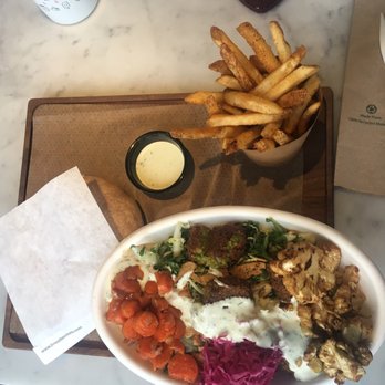 Brassica - Falafel salad with fries - Mediterranean Near Me - Shaker Heights, Ohio Brassica - Falafel salad with fries - Mediterranean Near Me - Shaker Heights, Ohio