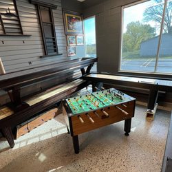 Large selection of foosball & shuffleboard tables.