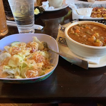 Dodd's Log Cabin Grill - The side salad and vegetable beef soup was tasty. - American Near Me - Ellenboro, West Virginia