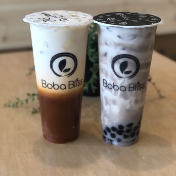 Boba Bliss - Thai Iced Tea with Ice Cream (Left) and Natural Taro Ube Latte - Bubble Tea Near Me - Dublin, California Boba Bliss - Thai Iced Tea with Ice Cream (Left) and Natural Taro Ube Latte - Bubble Tea Near Me - Dublin, California