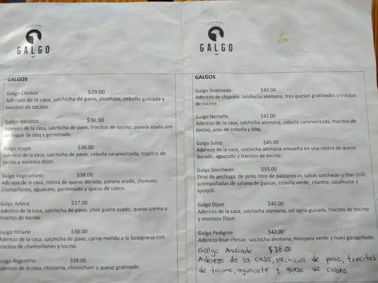 Menu photo 1 Galgo Zapopan, JAL