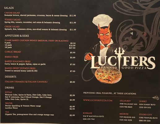 Menu photo 1 Lucifers Pizza Los Angeles, CA