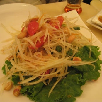 Thai Terminal - Papaya Salad green papaya mixed with carrot, cherry tomato, string bean, roasted peanuts in chili lime dressing - Thai Near Me - New York, New York Thai Terminal - Papaya Salad green papaya mixed with carrot, cherry tomato, string bean, roasted peanuts in chili lime dressing - Thai Near Me - New York, New York