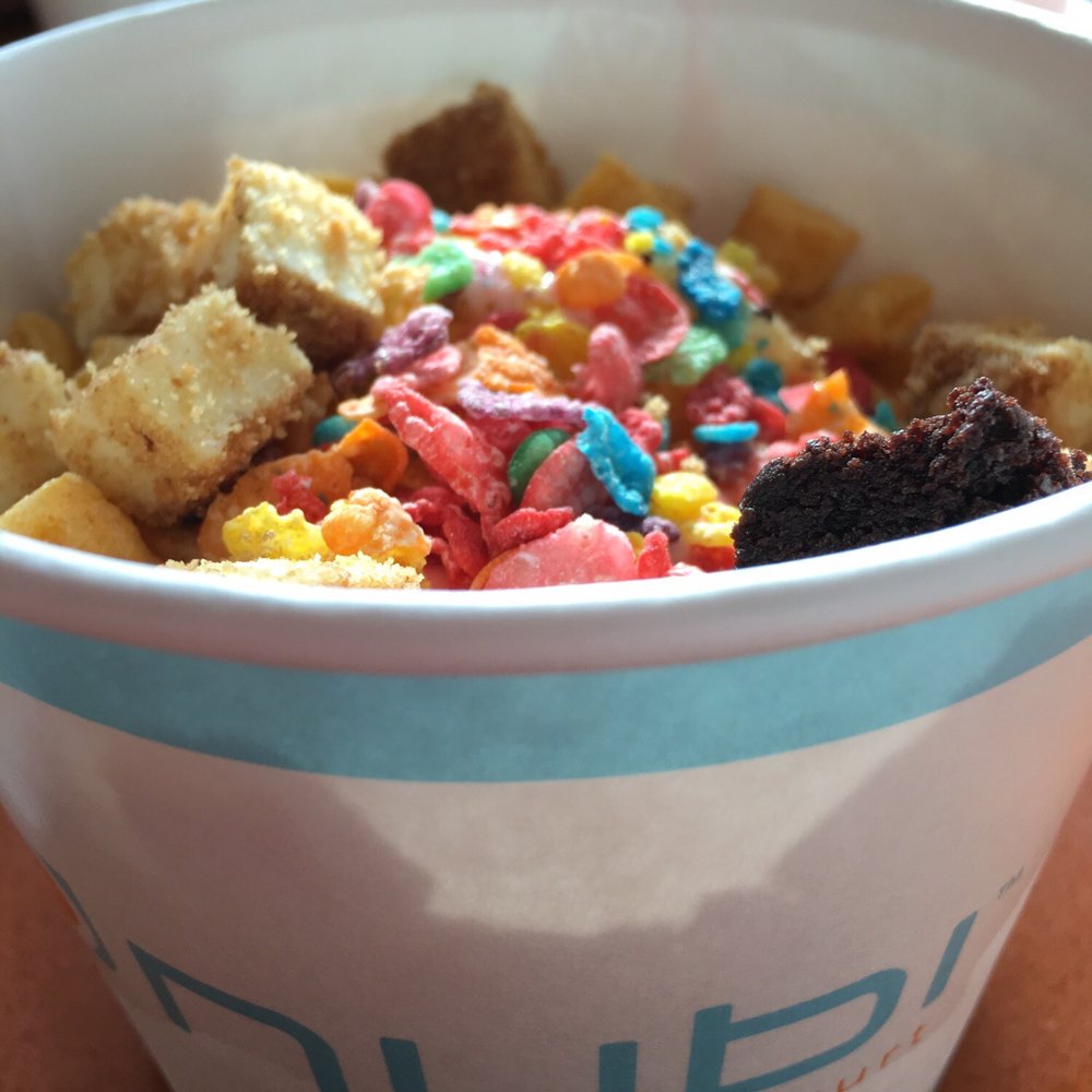 Nubi Yogurt - Strawberry yellow cake with toppings. - Ice Cream & Frozen Yogurt Near Me - Redlands, California Nubi Yogurt - Strawberry yellow cake with toppings. - Ice Cream & Frozen Yogurt Near Me - Redlands, California