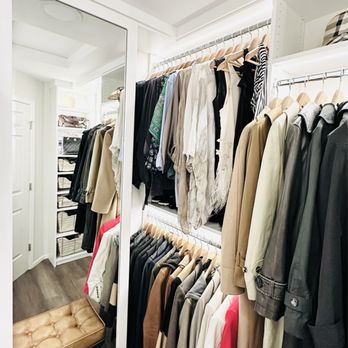 Closets by Design - Seattle North/Everett - Rods for blouses and jackets/coats, pull-out metal baskets for socks and misc knits - Cabinetry Near Me - Woodinville, Washington Closets by Design - Seattle North/Everett - Rods for blouses and jackets/coats, pull-out metal baskets for socks and misc knits - Cabinetry Near Me - Woodinville, Washington