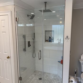 Benz Home Remodeling - New shower with small bench, niche and multiple shower heads - Cabinetry Near Me Benz Home Remodeling - New shower with small bench, niche and multiple shower heads - Cabinetry Near Me