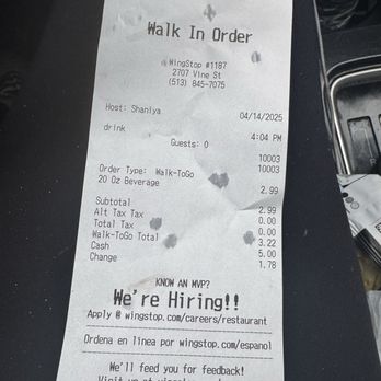 Wingstop - Walk in costs? - Chicken Wings Near Me - Cincinnati, Ohio