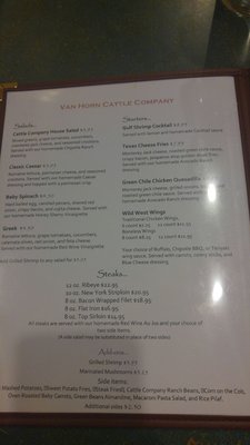 Menu photo 8 Van Horn Cattle Company Van Horn, TX Menu photo 8 Van Horn Cattle Company Van Horn, TX