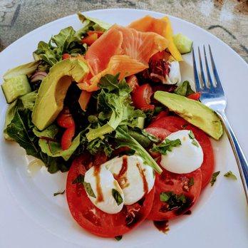 Hardy John's Bar & Grill - Smoked salmon, avocado, and tomato salad with caprese, beautifully prepared and seasoned for $13.95!!!! - American Near Me - Oshawa, Ontario