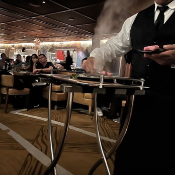 Bazaar Meat by José Andrés - Preparing 2oz bites of wagyu beef at our table - Steakhouses Near Me - Las Vegas, Nevada