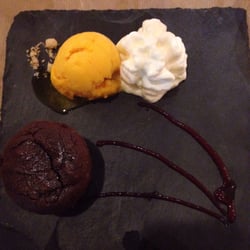 Le Mazel - Fondant au chocolat, sorbet mandarine