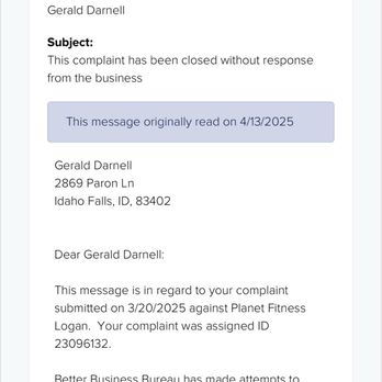 Planet Fitness - Proof, this establishment and its corporate office is not interested in resolving any issues. - Gyms Near Me - Logan, Utah Planet Fitness - Proof, this establishment and its corporate office is not interested in resolving any issues. - Gyms Near Me - Logan, Utah