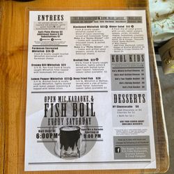 K K Fiske Restaurant & The Granary - Menu