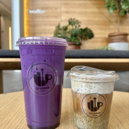 Purple Sweet Potato Latte and Black Sesame Cream Coffee