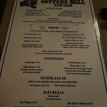 Sutter's Mill Restaurant - Menu - Steakhouses Near Me - Simi Valley, California