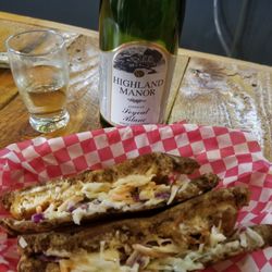 Mark's Specialty Seafood - Delicious Grouper Reuben with my favorite vino