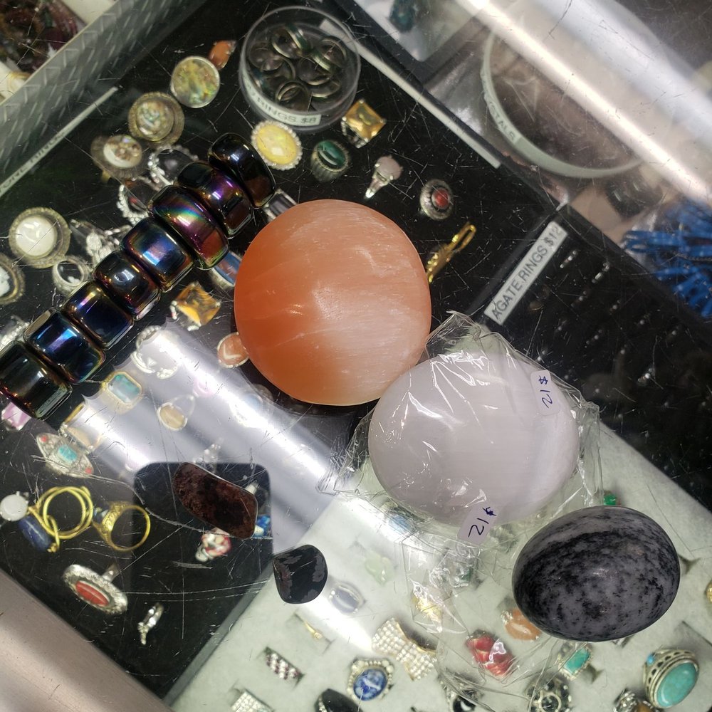 Rock & Bead Bazar - Gallery 'n' Studio - Got peach and clear selenite, unakite, hematite, marble egg - Jewelry Near Me - Carmel, California Rock & Bead Bazar - Gallery 'n' Studio - Got peach and clear selenite, unakite, hematite, marble egg - Jewelry Near Me - Carmel, California