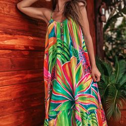 Michal Abramovitz Contemporary Art - Aloha Boho Maxi Dress in Open Heart
