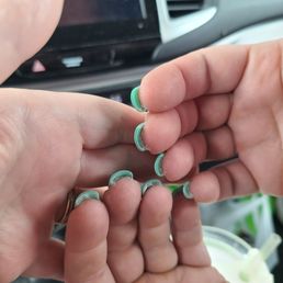 Underneath of nails was left crusty and gross looking. Underneath of nails was left crusty and gross looking.